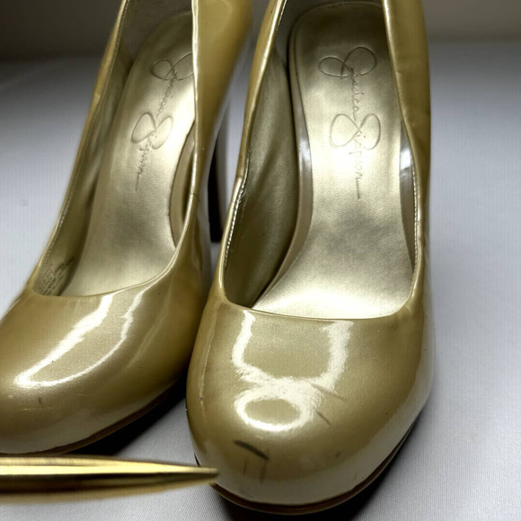 JESSICA SIMPSON HEELS GOLD PUMP SHOES SIZE 6.5 - Picture 4 of 13